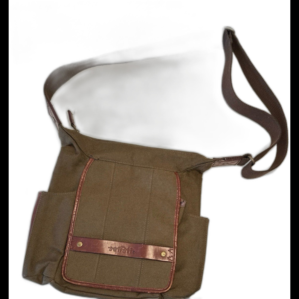 Sahalie  Brown Canvas Crossbody Bag